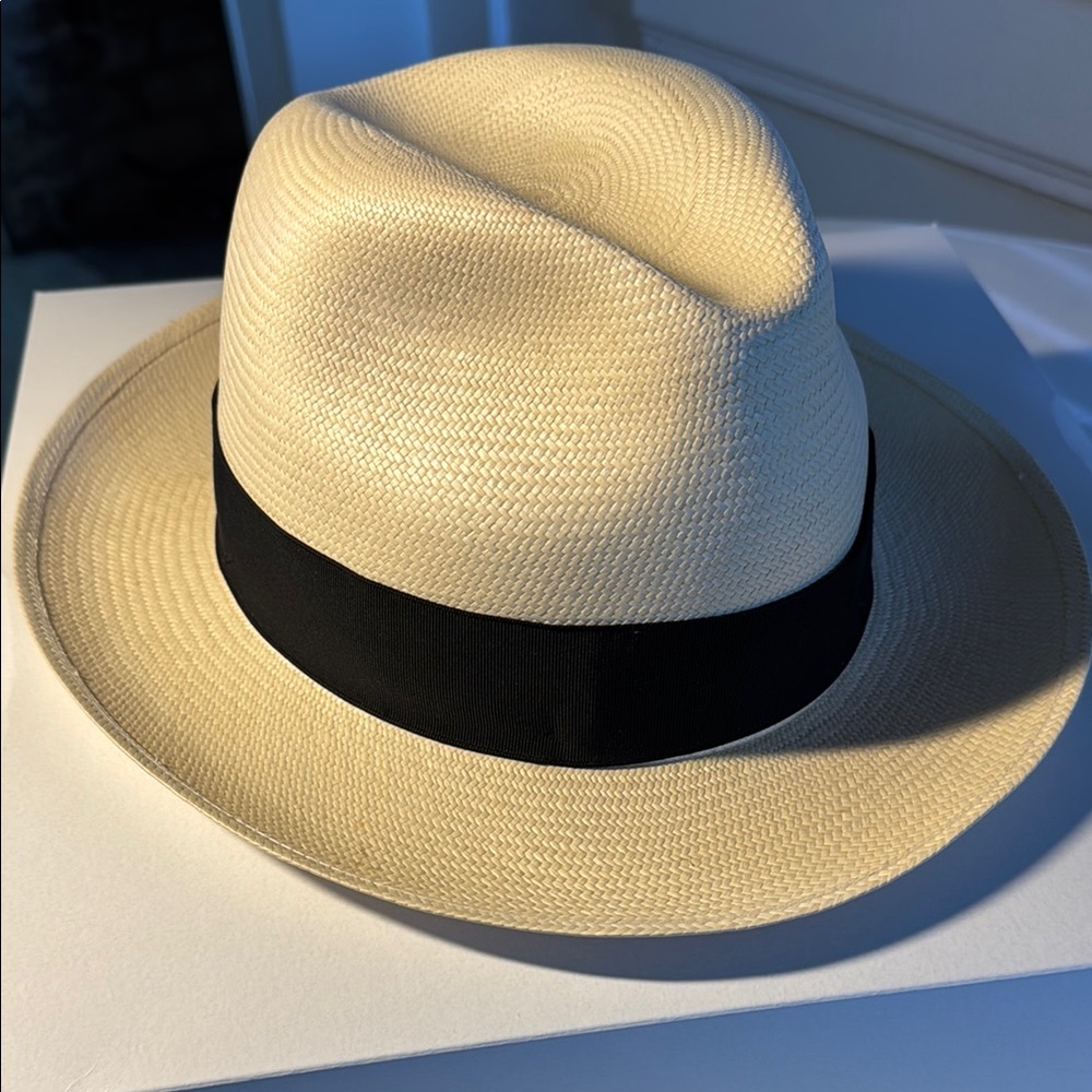 Italian “Panama Hat” style. Classic style, Lite Cream (off - white) by Borsalino